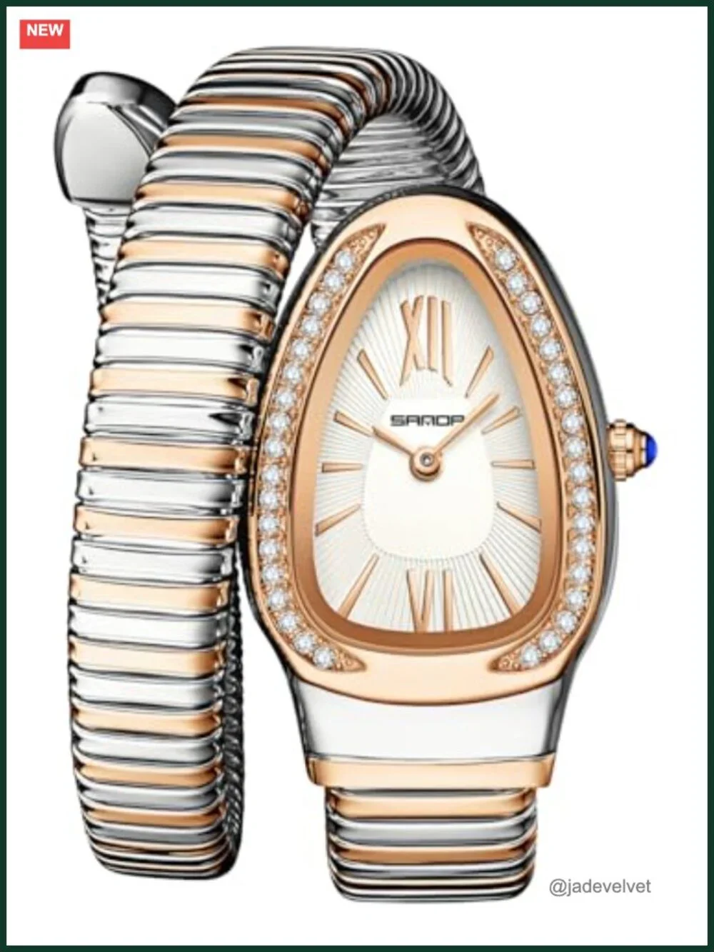 Women's Snake Bangle Watch with Roman Numeral Dial - Gold